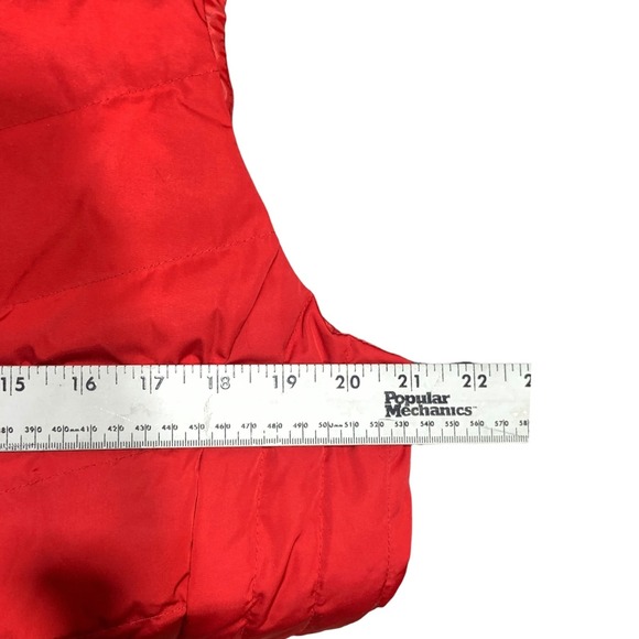 Talbots Red Quilted Puffer Vest Faux Fur Trim Zip Front Lightweight Warm Down - Picture 10 of 11
